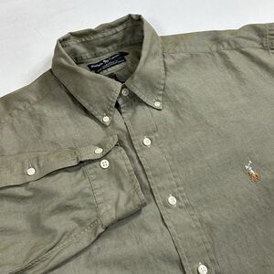 Polo Ralph Lauren Oxford Shirt Men's 17 34/35 Green Yarmouth Long Sleeve Pony